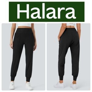 HALARA Black High Waisted Plain Side Pocket Casual Joggers